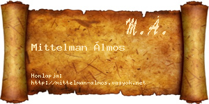 Mittelman Álmos névjegykártya